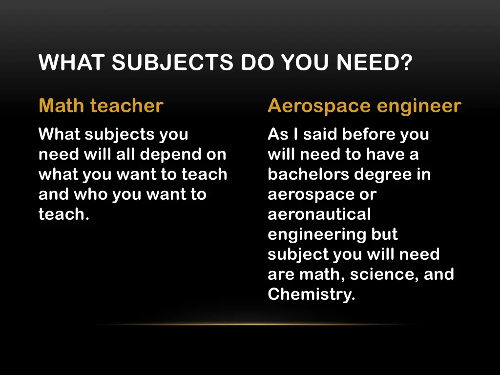 what subjects do you need