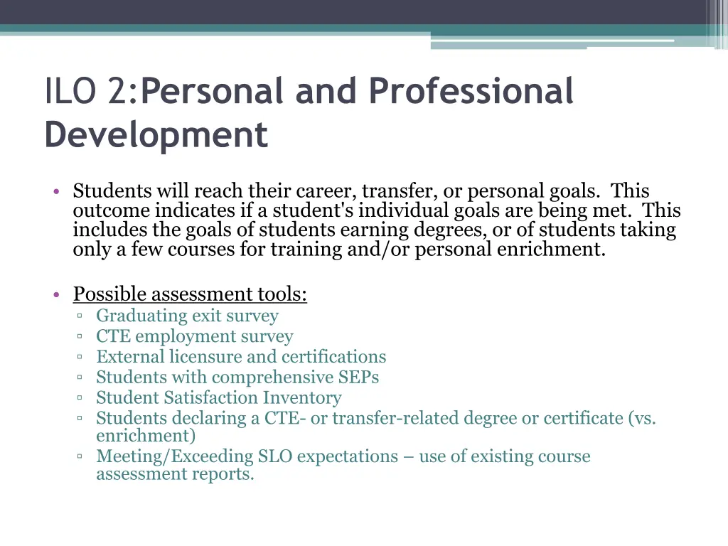 ilo 2 personal and professional development