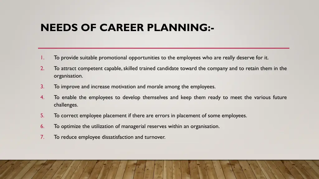 needs of career planning