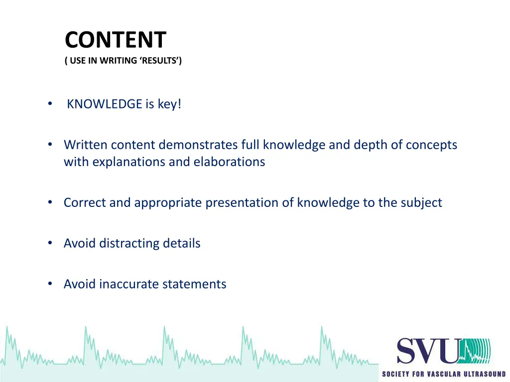 content use in writing results