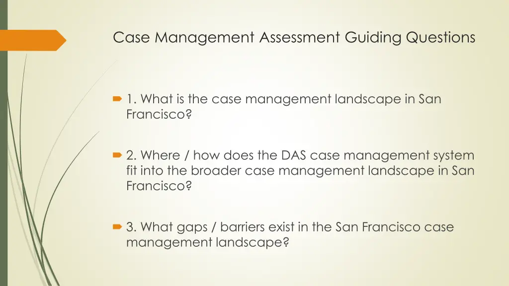 case management assessment guiding questions