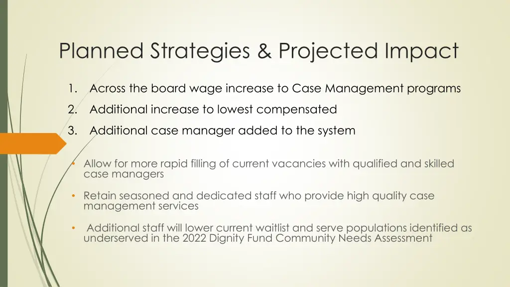 planned strategies projected impact