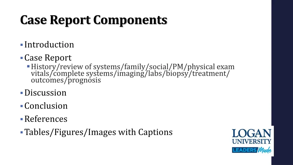 case report components