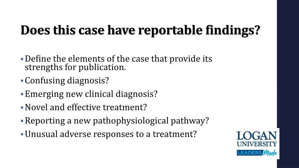 does this case have reportable findings