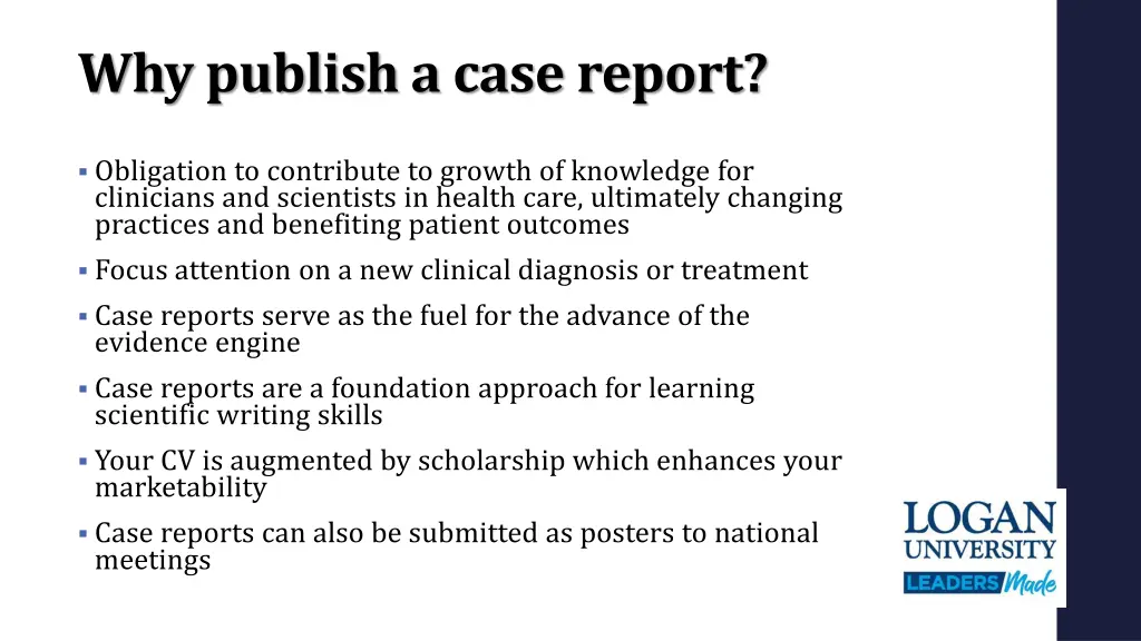 why publish a case report