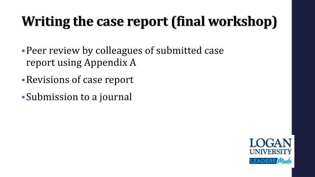 writing the case report final workshop