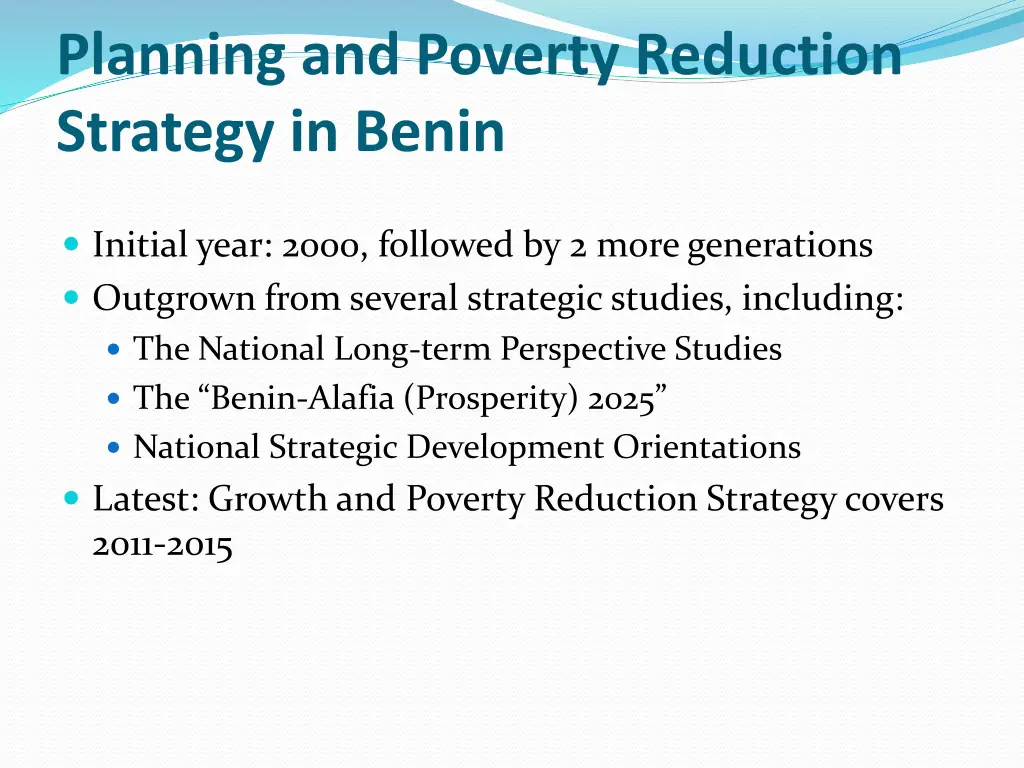 planning and poverty reduction strategy in benin