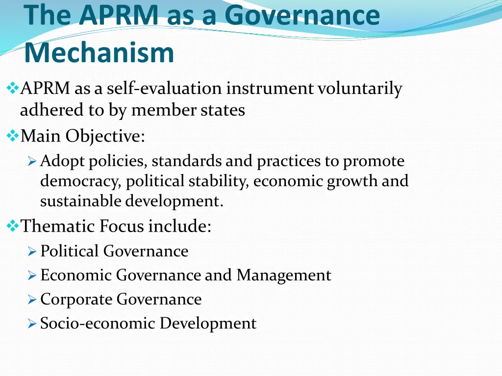 the aprm as a governance mechanism aprm as a self