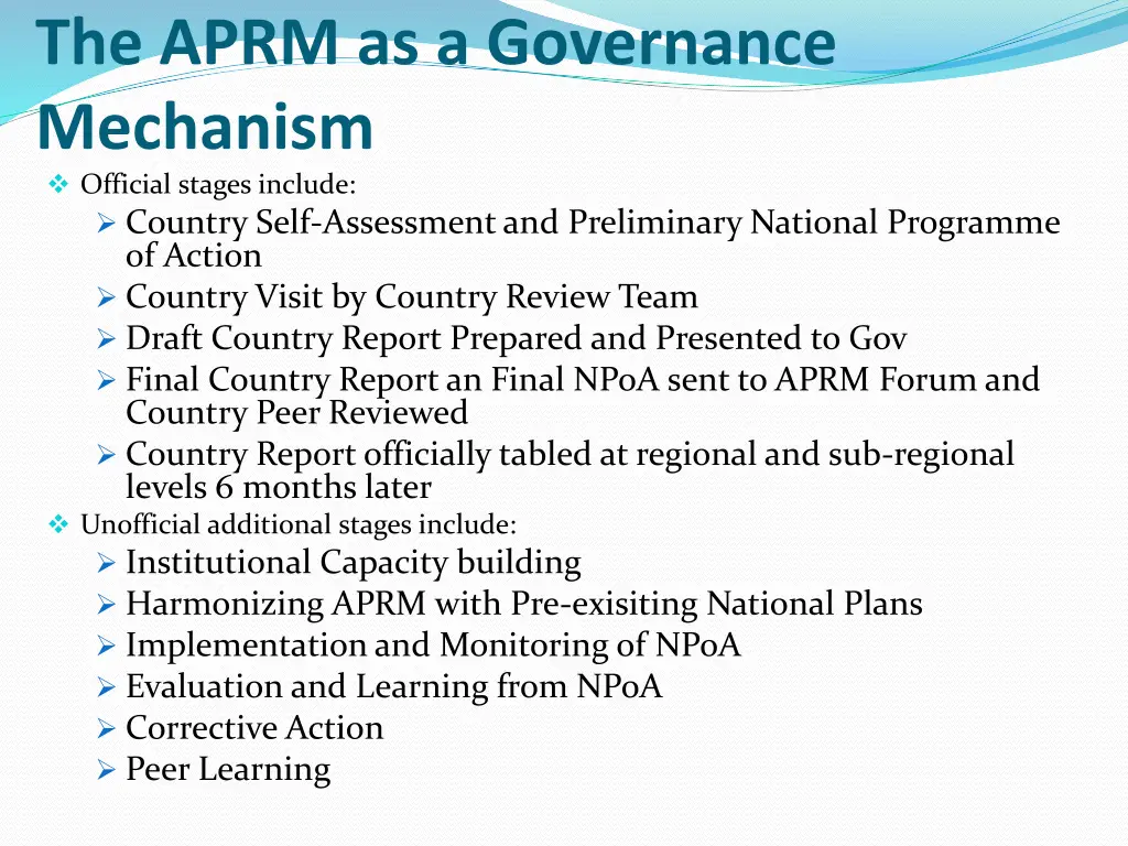 the aprm as a governance mechanism official