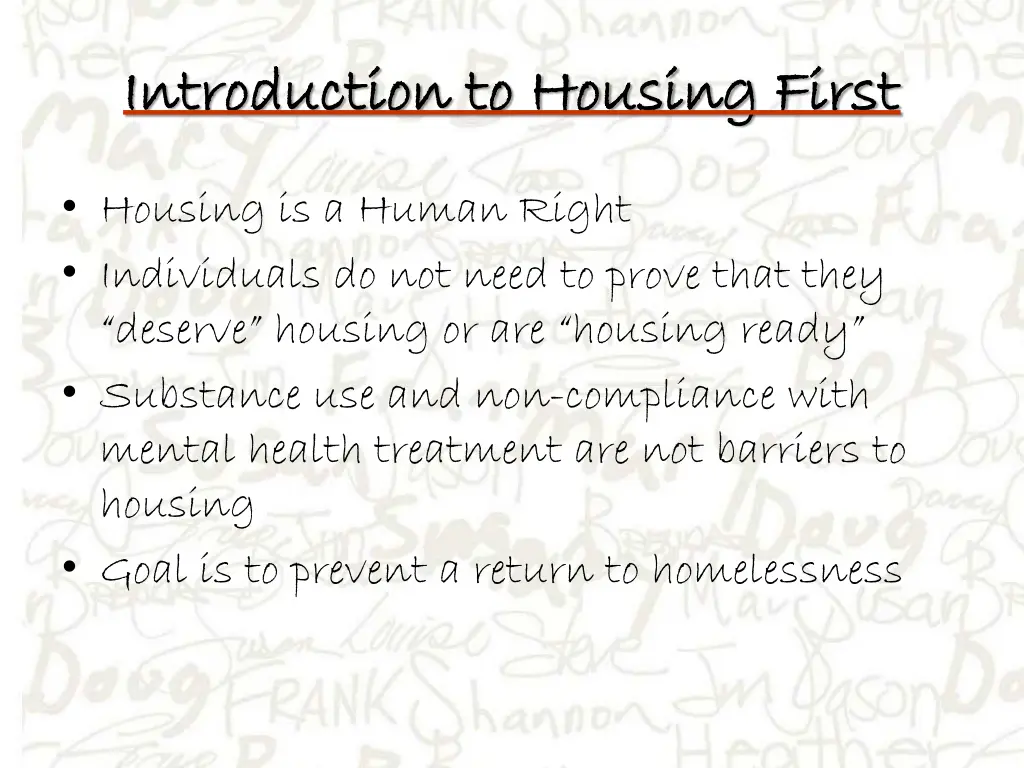 introduction to housing first introduction