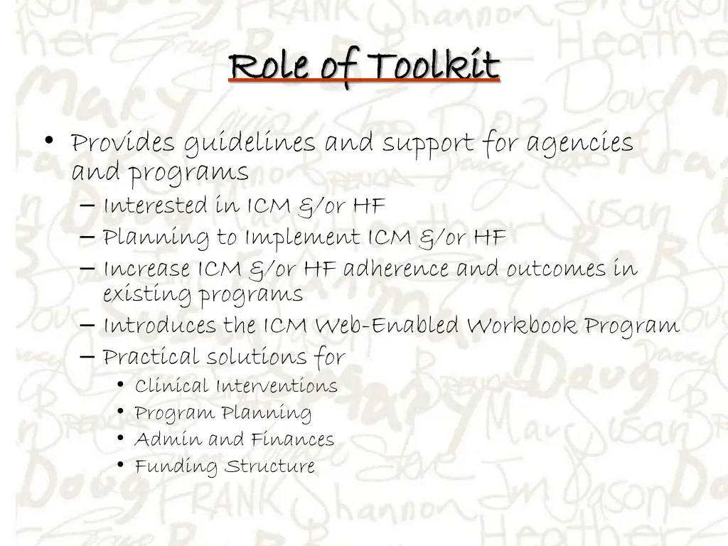 role of toolkit role of toolkit