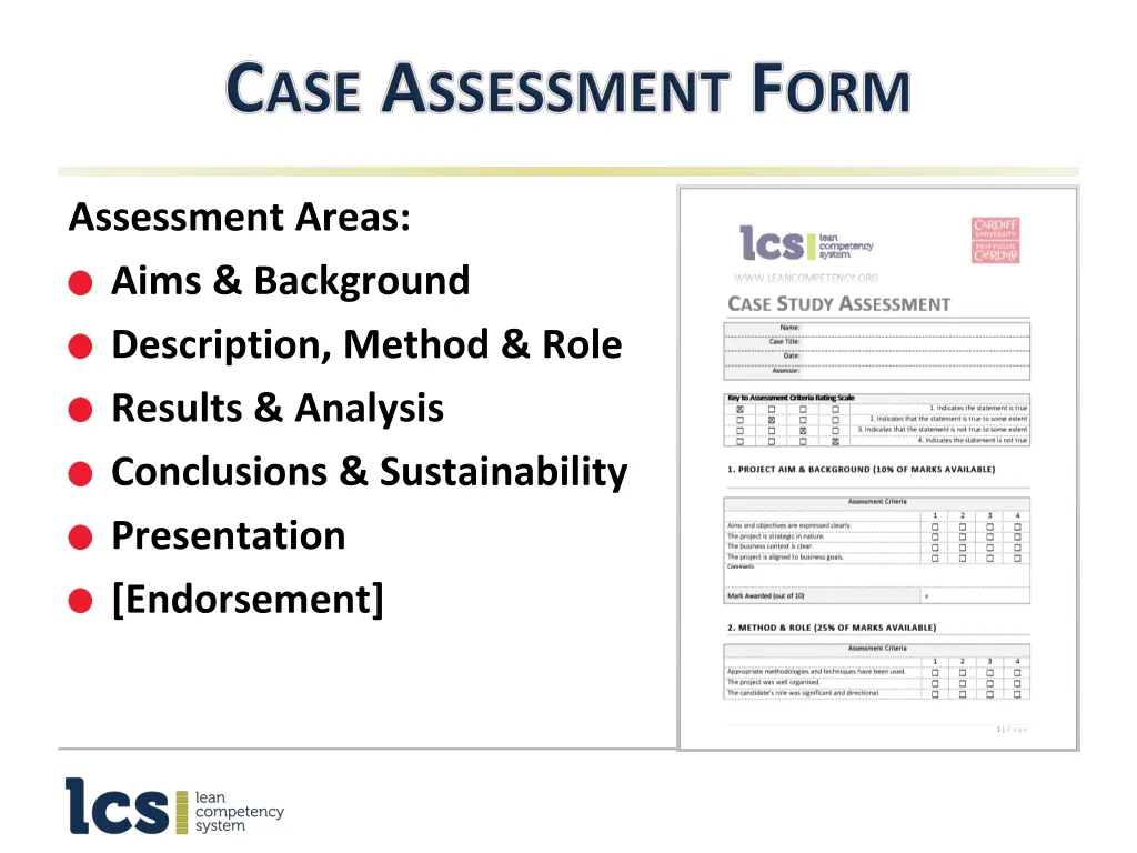 assessment areas aims background description