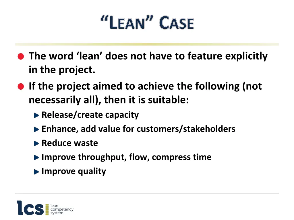 the word lean does not have to feature explicitly