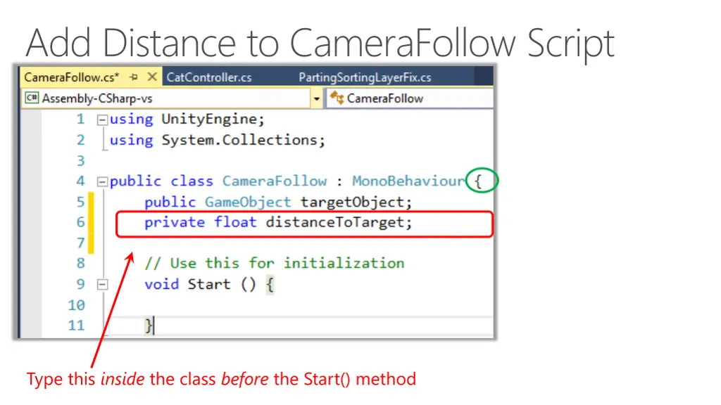 add distance to camerafollow script