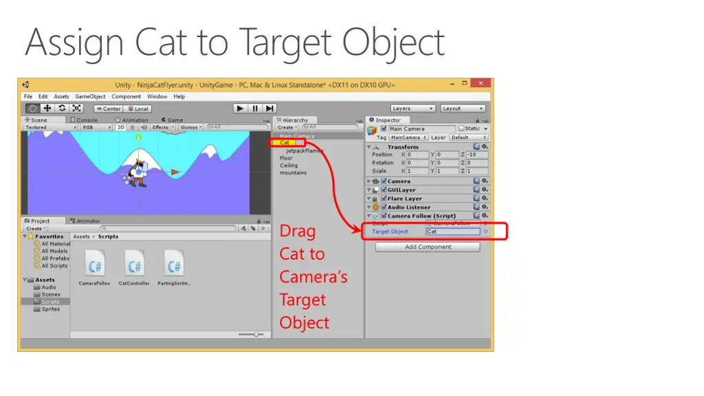 assign cat to target object