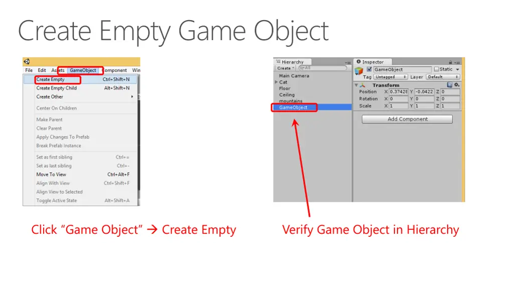 create empty game object