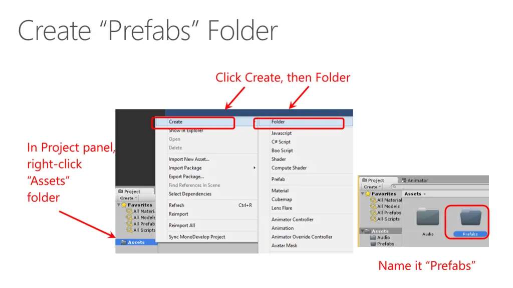 create prefabs folder