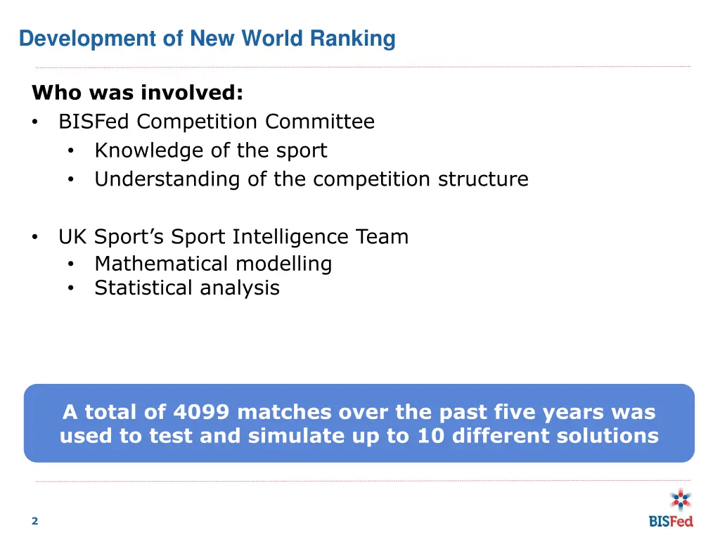 development of new world ranking