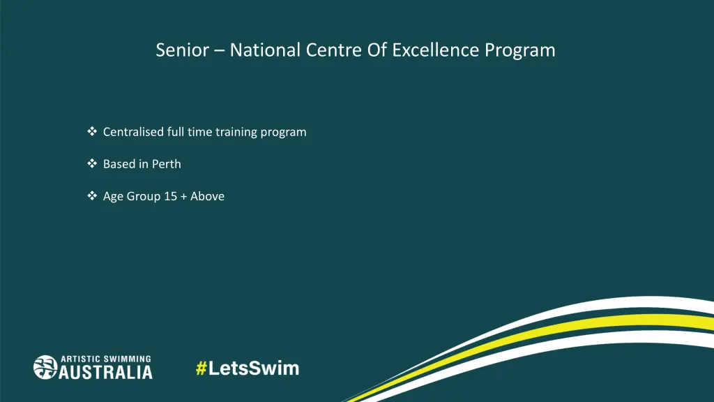 senior national centre of excellence program