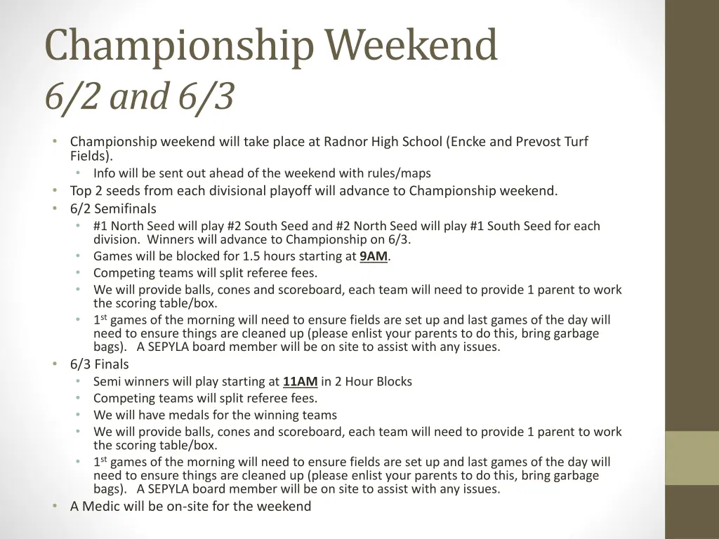 championship weekend 6 2 and 6 3