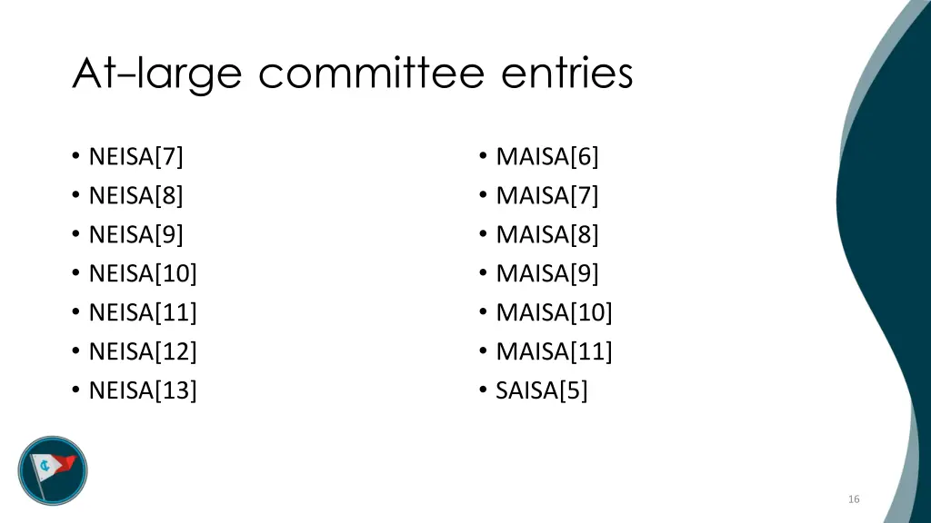 at large committee entries