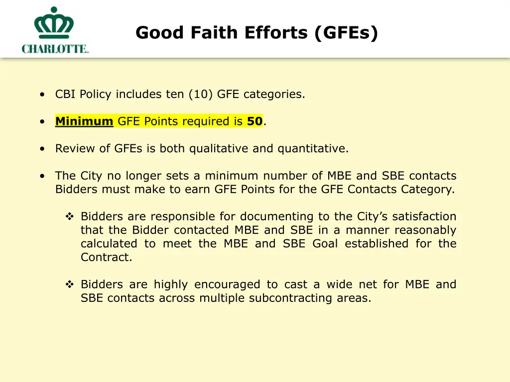 good faith efforts gfes