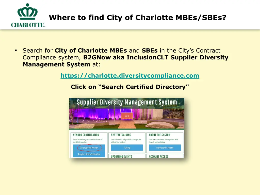 where to find city of charlotte mbes sbes