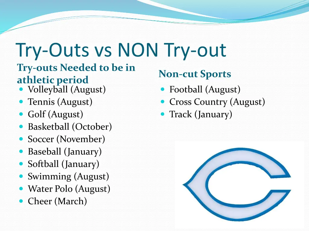 try outs vs non try out try outs needed