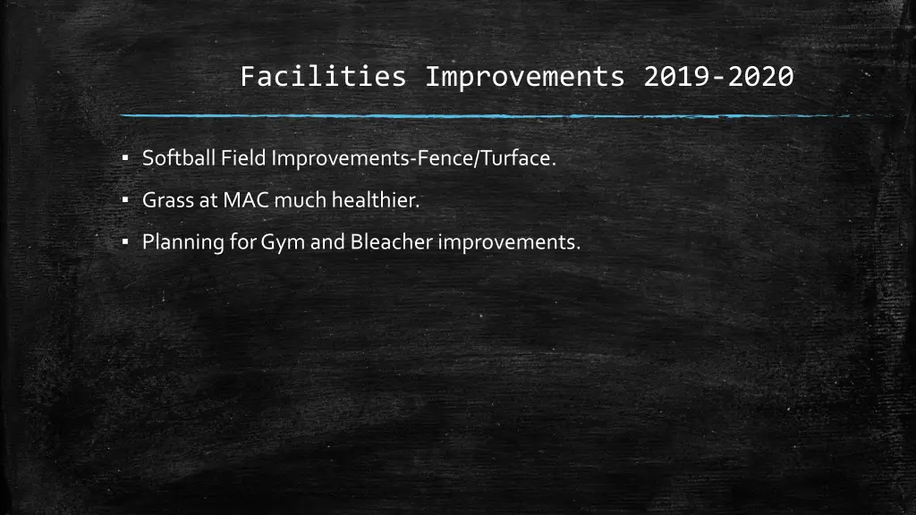 facilities improvements 2019 2020