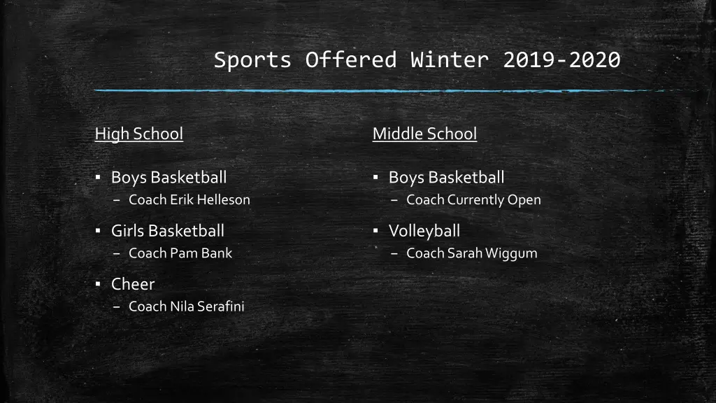 sports offered winter 2019 2020