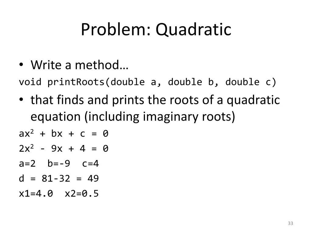 problem quadratic