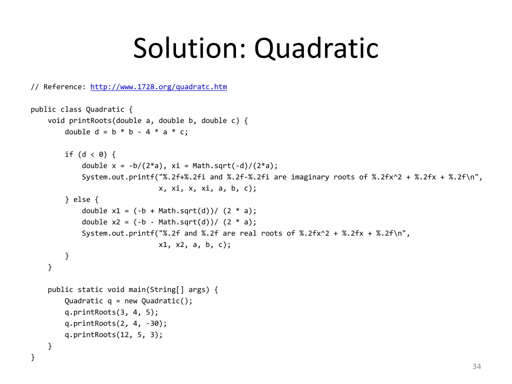 solution quadratic