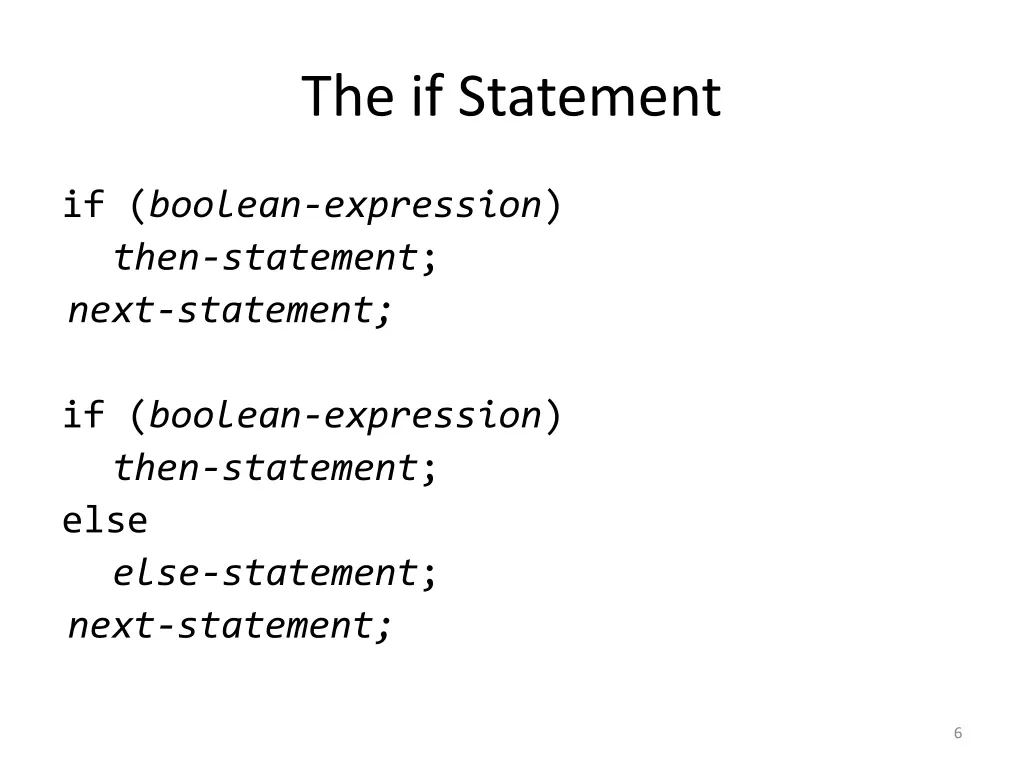 the if statement