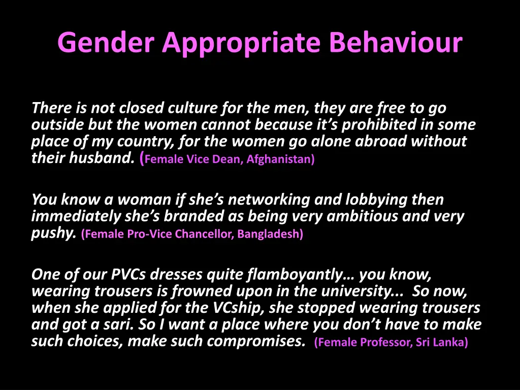 gender appropriate behaviour