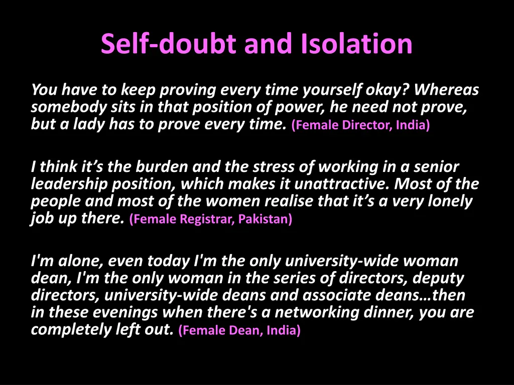 self doubt and isolation