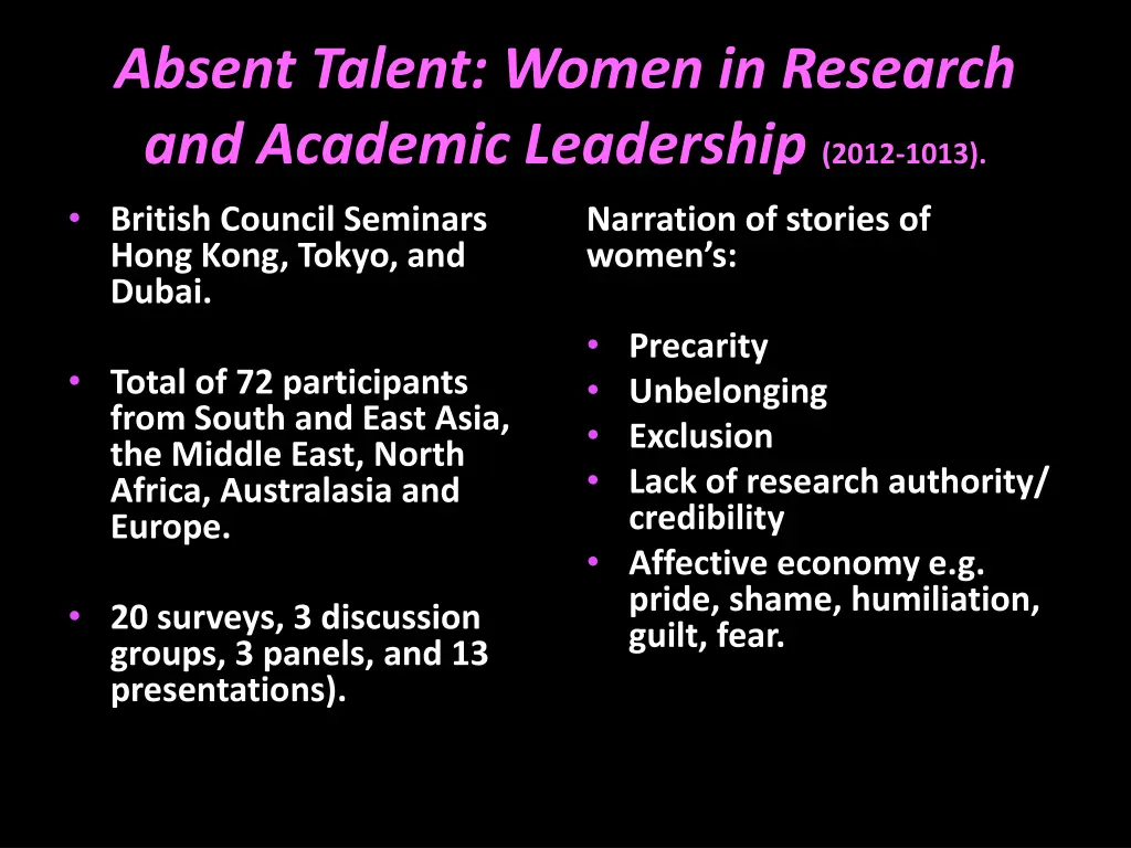 absent talent women in research and academic