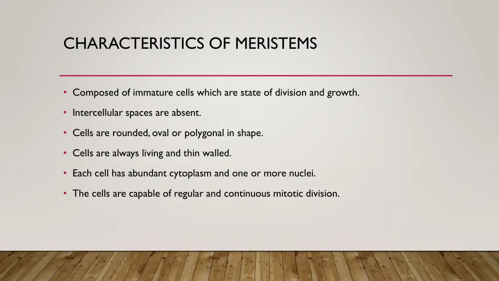 characteristics of meristems