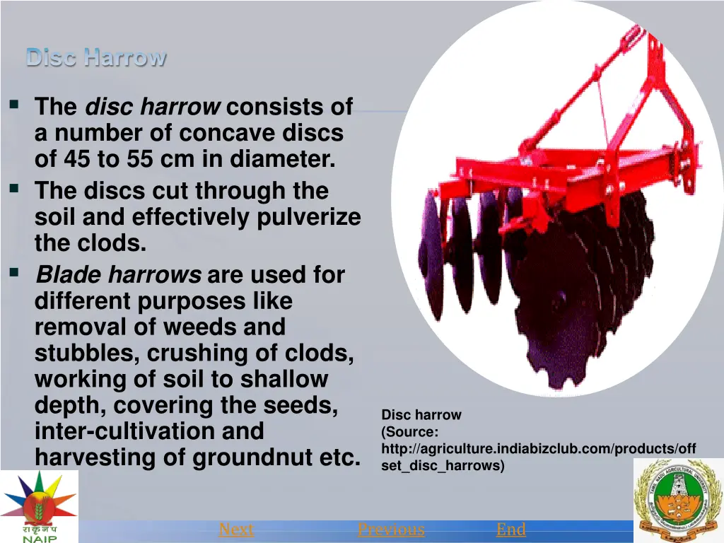 the disc harrow consists of a number of concave