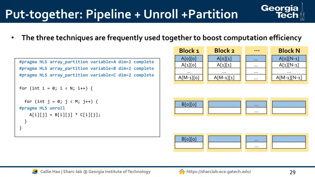 put together pipeline unroll partition 2