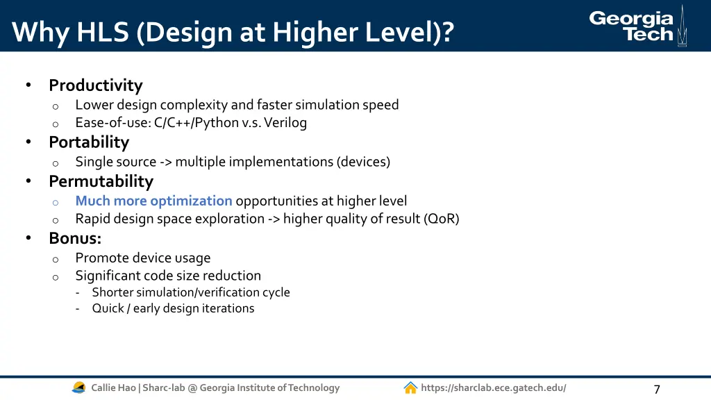 why hls design at higher level