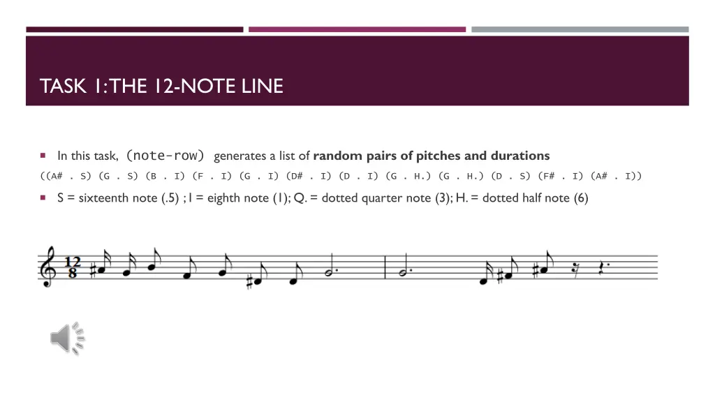 task 1 the 12 note line