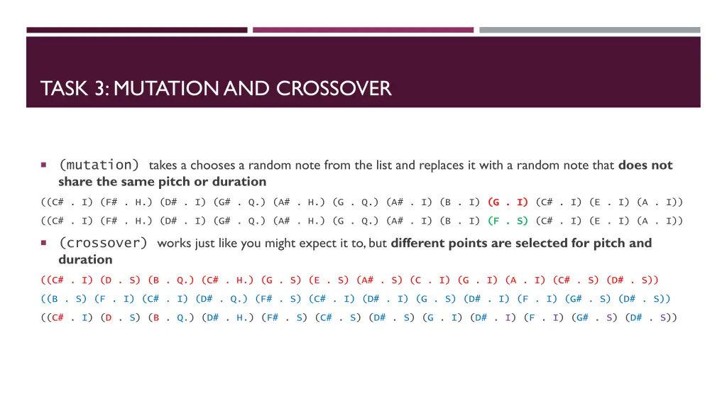 task 3 mutation and crossover