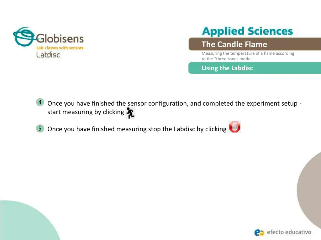 the candle flame measuring the temperature 10