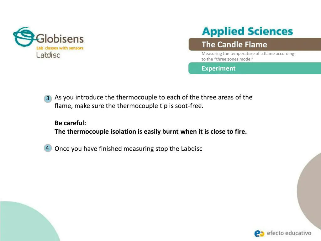 the candle flame measuring the temperature 12