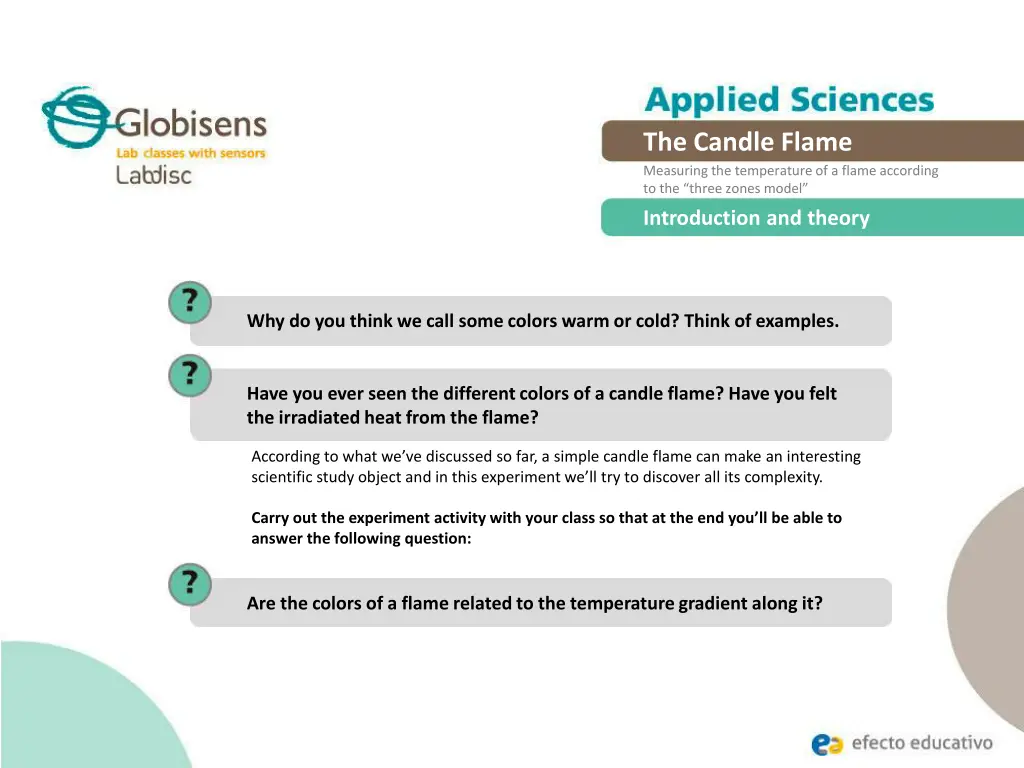 the candle flame measuring the temperature 2