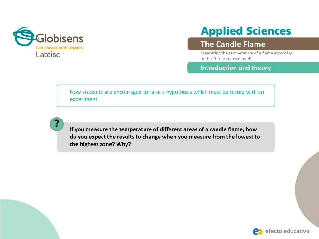 the candle flame measuring the temperature 5