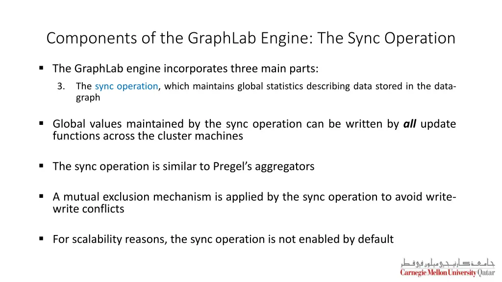 components of the graphlab engine the sync