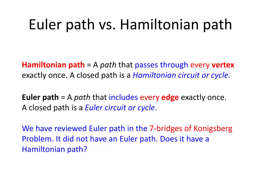 euler path vs hamiltonian path