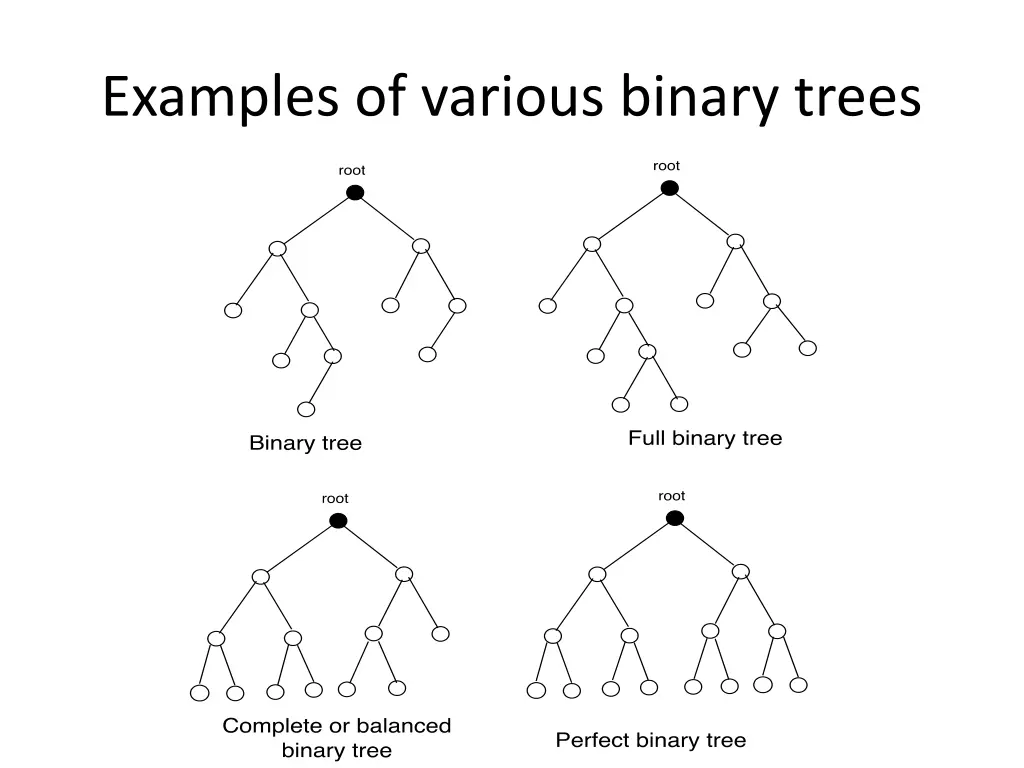 examples of various binary trees