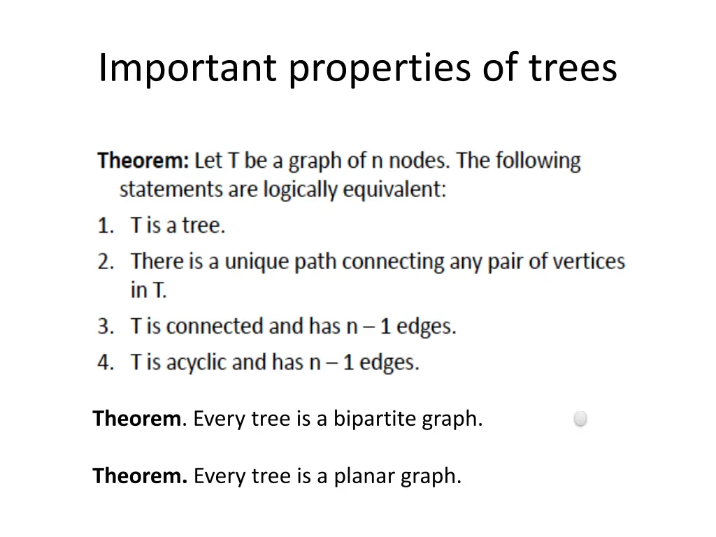 important properties of trees